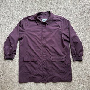 LL Bean Coat Womens XL Full Zip Maroon Red Pockets Overcoat Thin Pockets